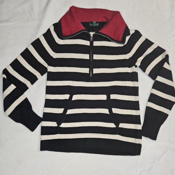Lauren Ralph Lauren Sweaters - Lauren Jeans Co Ralph Lauren womens L cable knit 1/4 zip black & white p